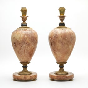 Pair of Neoclassical Style Metal-Mounted Marble Lamps