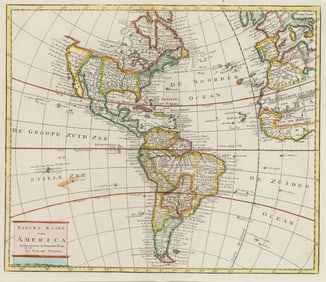 An attractive eighteenth-century Dutch map of the Americas