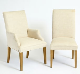 Eight Modern Stained Oak Dining Chairs