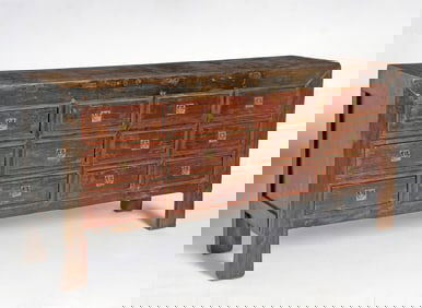 Chinese Hardwood Twelve-Drawer Low Chest of Drawers 20th Century