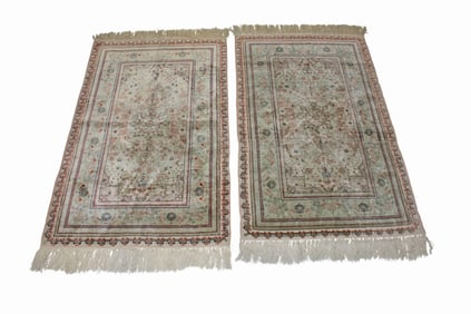 Pair of Sino-Qum Silk Rugs