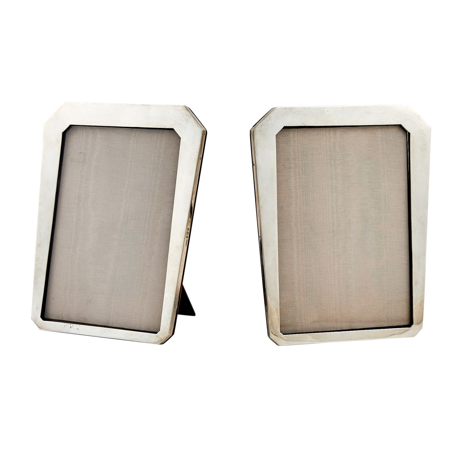 Pair of English Sterling Silver Picture Frames S. Blanckensee & Son Ltd., Birmingham, 1923: Each tapering rectangular. Heights 9 inches, width 6 1/2 inches.