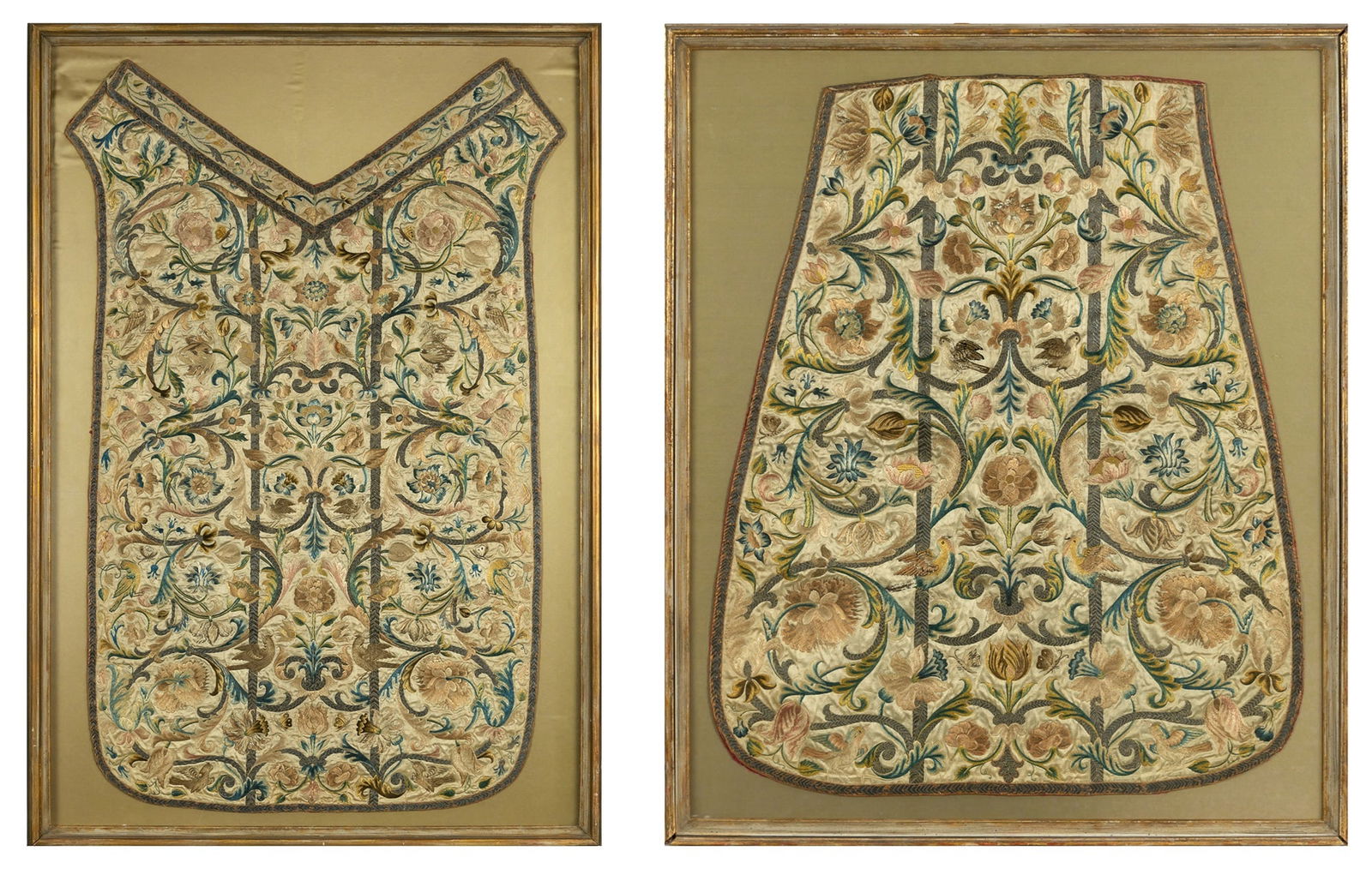 Two Continental Embroidered Silk Chasubles (1 of 3)