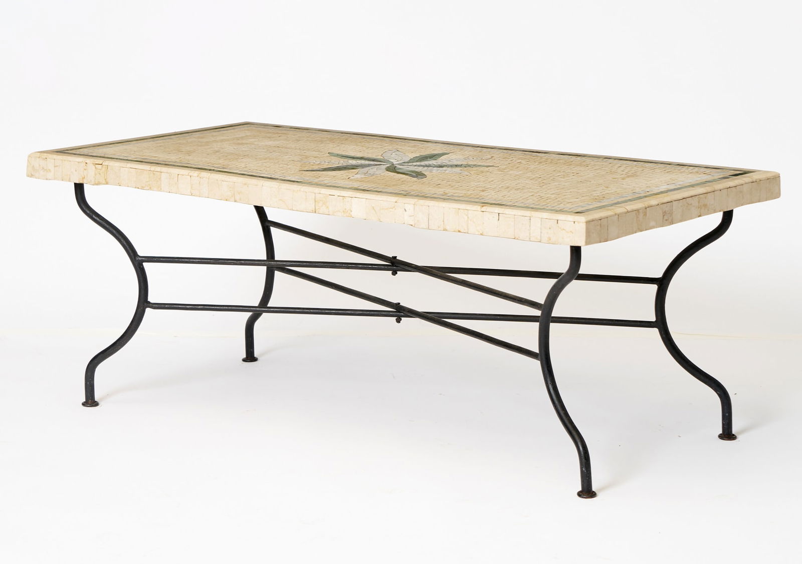 Faux Mosaic and Black-Painted Metal Low Table (1 of 5)