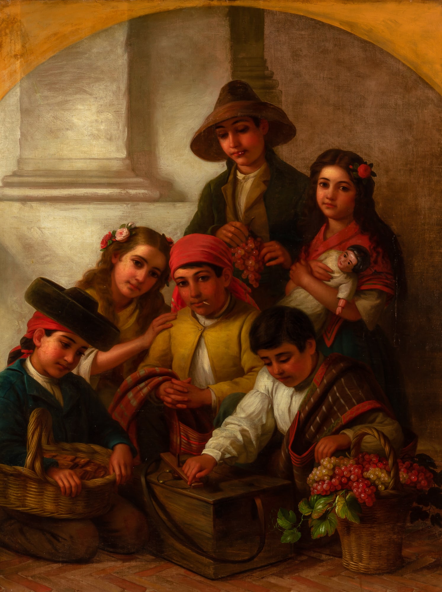 George Henry Hall: American, 1825-1913Seville Street Urchins, 1867-70 signed Geo. H. Hall and dated Seville ... 1867-70 (lr)oil on canvas61 3/4 x 47 inches, painted in archProvenance:Sale, Doyle, New