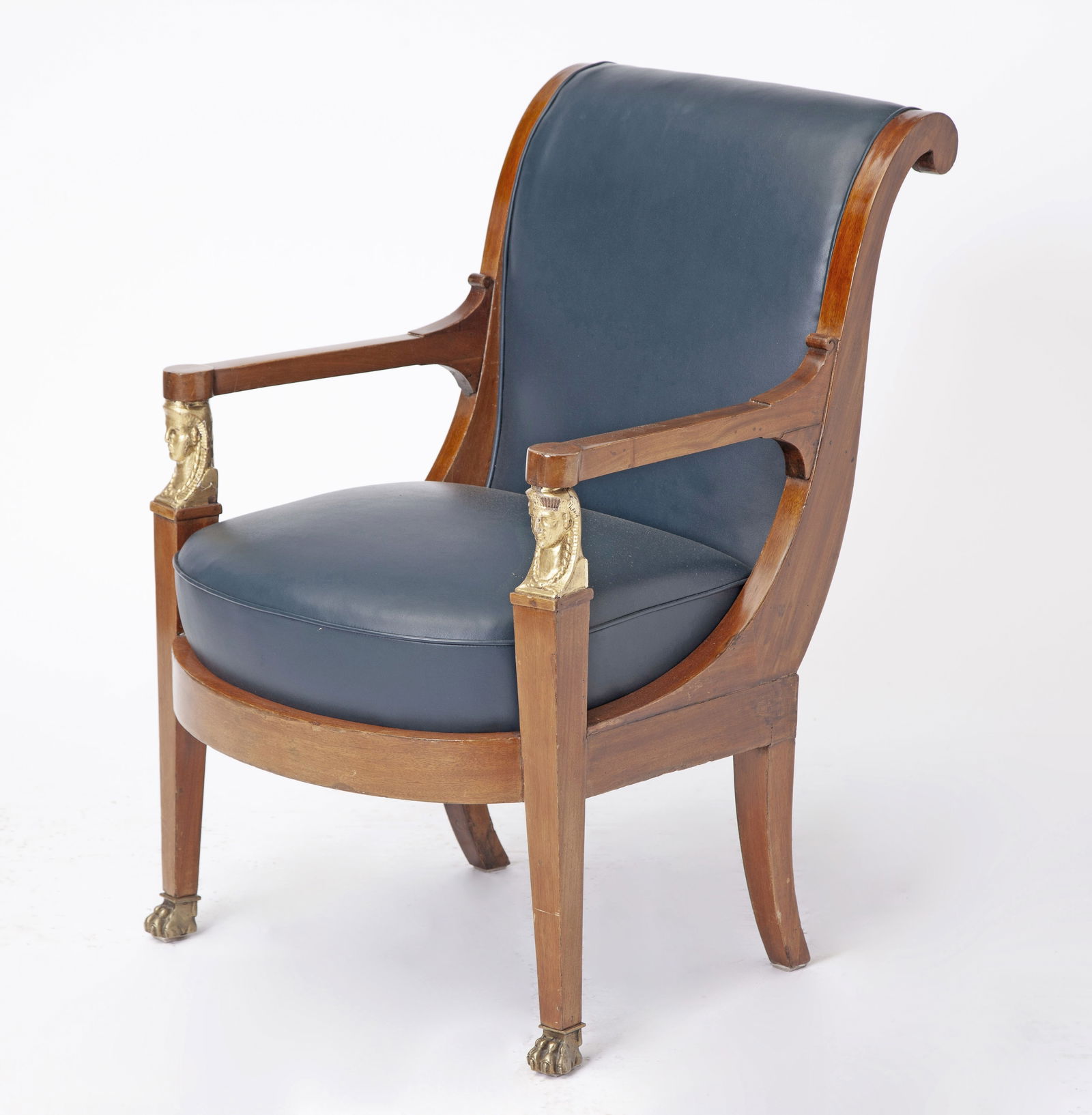 Empire Parcel-Gilt and Ormolu-Mounted Mahogany Fauteuil (1 of 6)