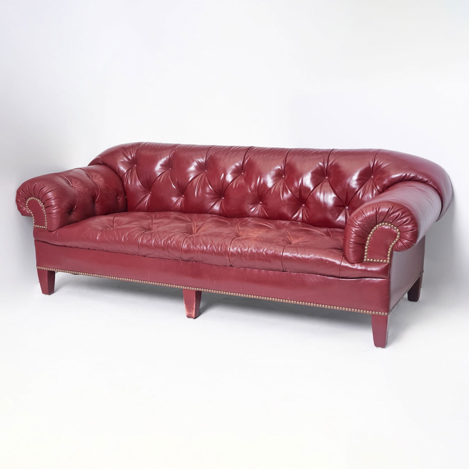 Chesterfield Tufted Burgundy Leather Sofa (1 of 3)