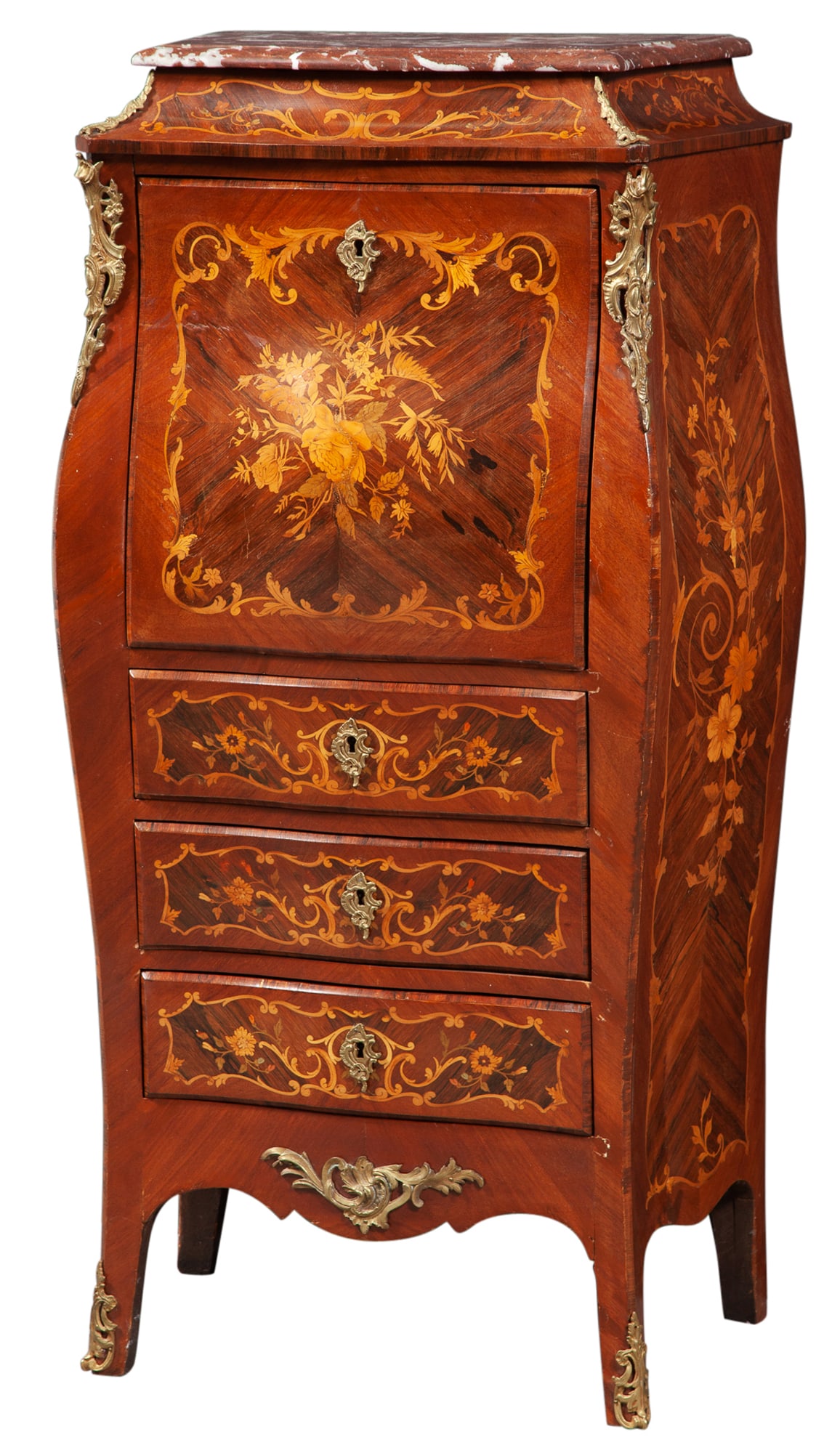 Louis XV Style Gilt-Metal Mounted Walnut and Marquetry Secrétaire à Abattant (1 of 8)