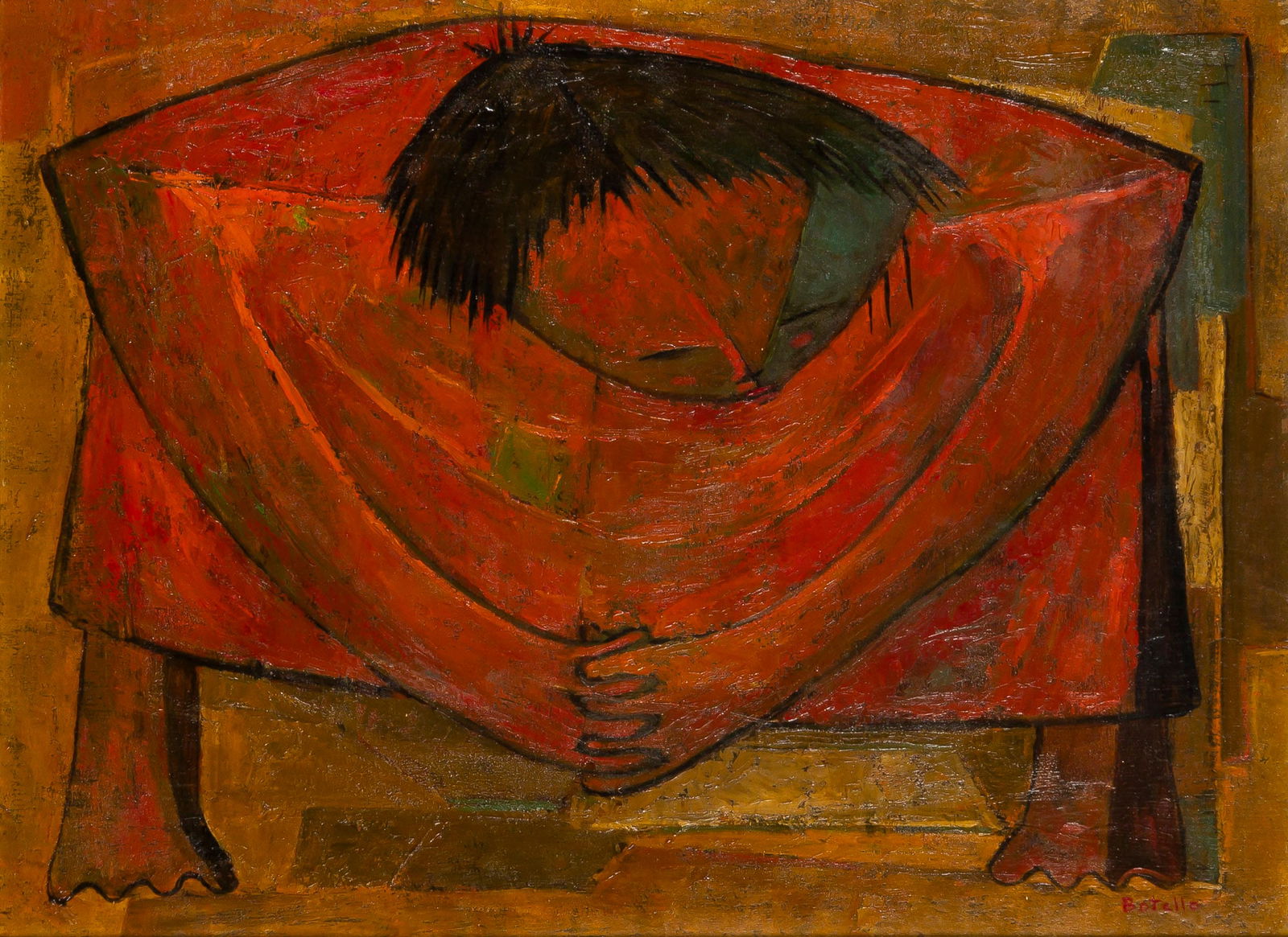 Angel Botello: Puerto Rican, 1913-1986Grande Dame, circa 1965Signed Botello (lr)Oil on panel18 1/4 x 24 inches (46.4 x 61 cm) (Framed 28 1/4 x 34 5/8 inches) Please note the