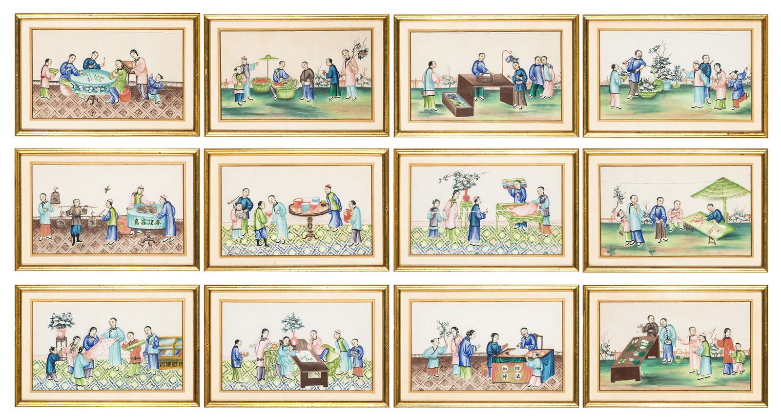A Group of Twelve China Trade Pith Paintings 19th Century (1 of 13)