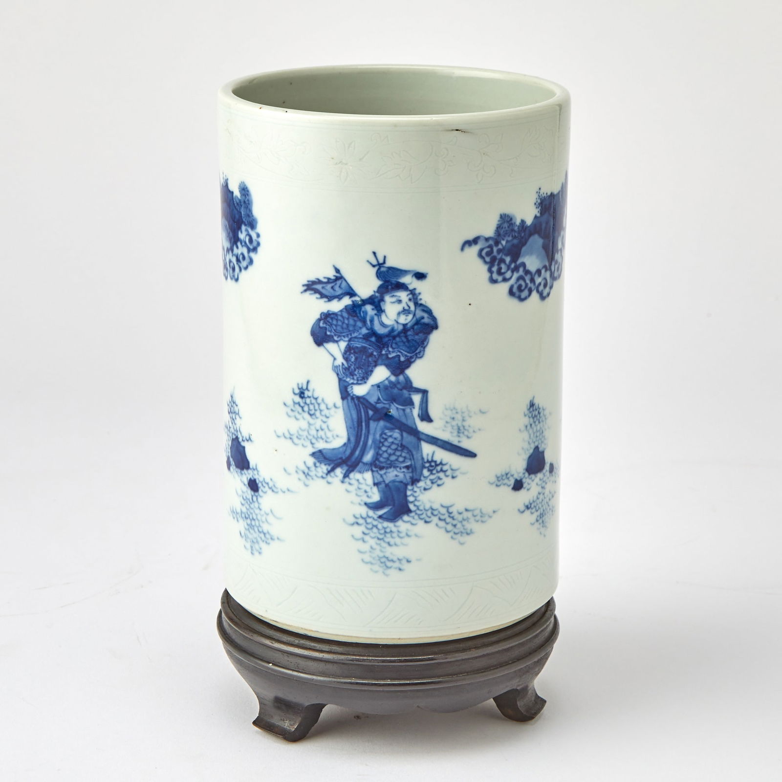 A Chinese Blue and White Porcelain Brush Pot Transitional Period or Later (1 of 8)