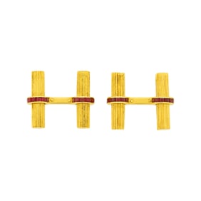 Van Cleef & Arpels Pair of Gold and Ruby Cufflinks, France
