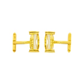 Pair of Gold and Rough Diamond Hour Glass Cufflinks