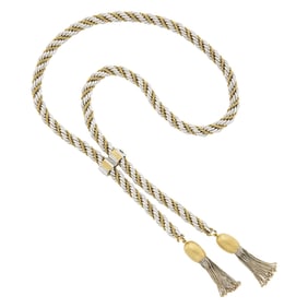Two-Color Rope-Twist Gold Tassel Lariat Necklace