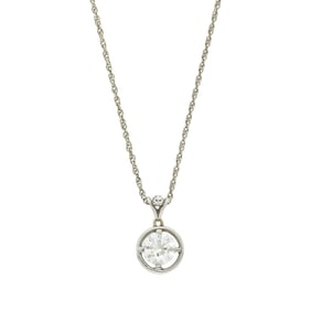 White Gold and Diamond Pendant with Chain Necklace