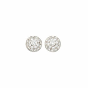 Pair of Platinum and Diamond Bombé Earrings