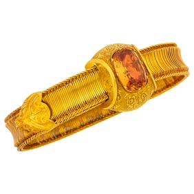 Antique Gold and Foil-Backed Topaz Slide Bracelet