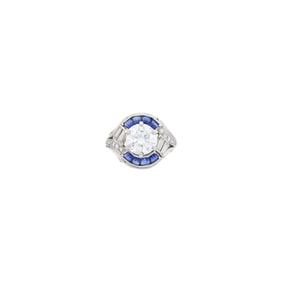 Platinum, Diamond and Sapphire Ring
