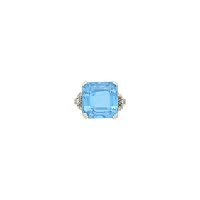 Platinum, Aquamarine and Diamond Ring