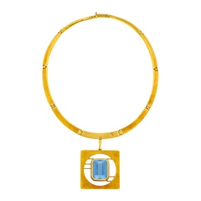 Burle Marx Gold and Blue Topaz Pendant-Necklace