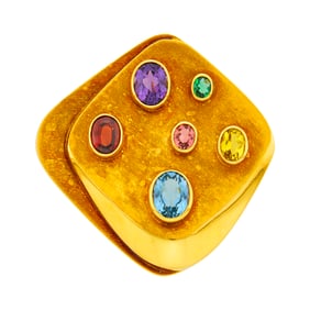 Burle Marx Gold and Colored Stone Clip-Brooch