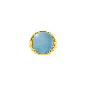 Seaman Schepps Gold and Cabochon Blue Topaz Ring