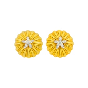 Pair of Gold and Diamond Dome Earclips