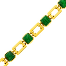 Gold and Malachite Link Bracelet