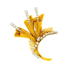 Gold, Platinum and Diamond Clip-Brooch, France