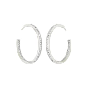Cartier Pair of White Gold and Diamond Hoop Earrings