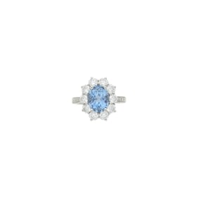 Tiffany & Co. Platinum, Aquamarine and Diamond Ring