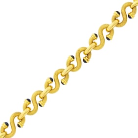 Gold and Cabochon Sapphire 'S' Link Bracelet