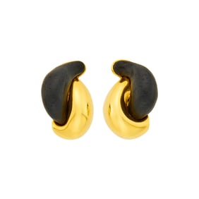 Seaman Schepps Pair of Gold and Ebony Earclips
