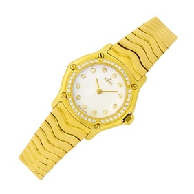 Ebel Gold, Mother-of-Pearl and Diamond 'Classic Wave' Wristwatch