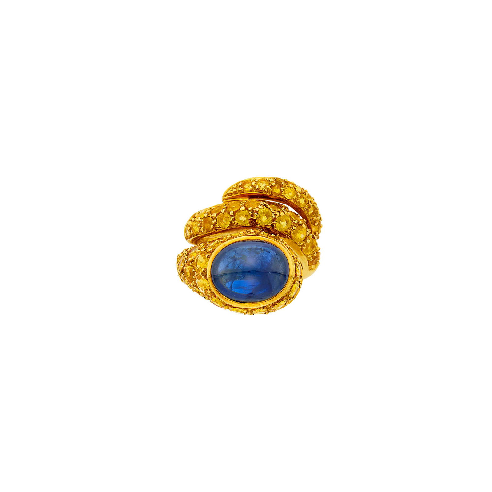 Sabbadini Gold, Cabochon Sapphire and Yellow Sapphire Snake Ring (1 of 3)