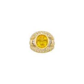 Hammerman Brothers Gold, Yellow Sapphire and Diamond Ring
