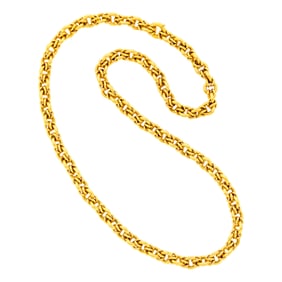 Long Gold Circle Link Chain Necklace