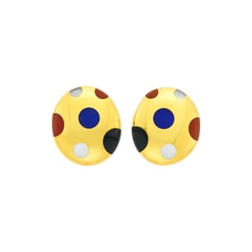 Tiffany & Co. Pair of Gold, Mother-of-Pearl and Hardstone 'Polka Dot' Earcrings