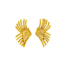 Tiffany & Co., Schlumberger Pair of Gold 'V Rope' Earrings