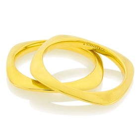 Tiffany & Co. Pair of Gold Square Bangles Bracelets