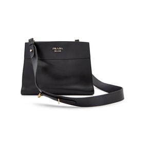 Prada Black and Red Calfskin Leather 'Bibliothèque' Bag