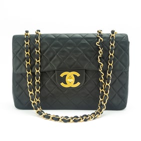 Chanel Black Lambskin Leather Jumbo Flap Bag