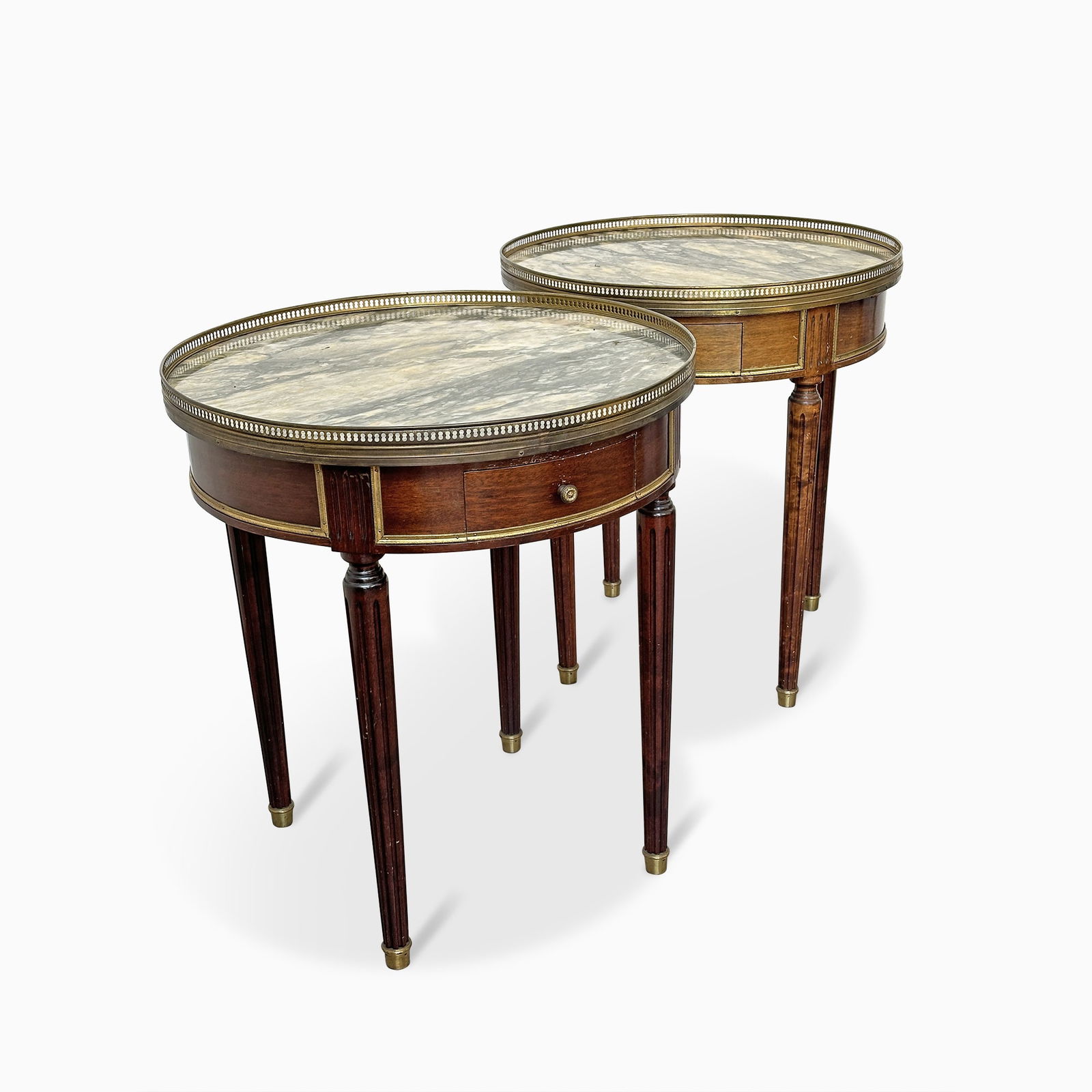 Pair of Louis XVI Style Marble Top Mahogany and Gilt Circular Side Tables Early 20th century (1 of 8)