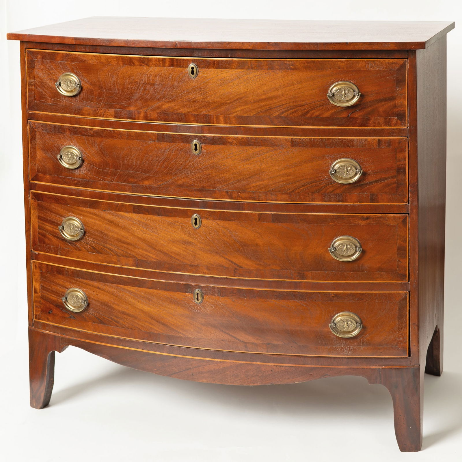 Federal Inlaid Mahogany Bowfront Chest of Drawers possibly Middle Atlantic States, circa 1800 (1 of 3)