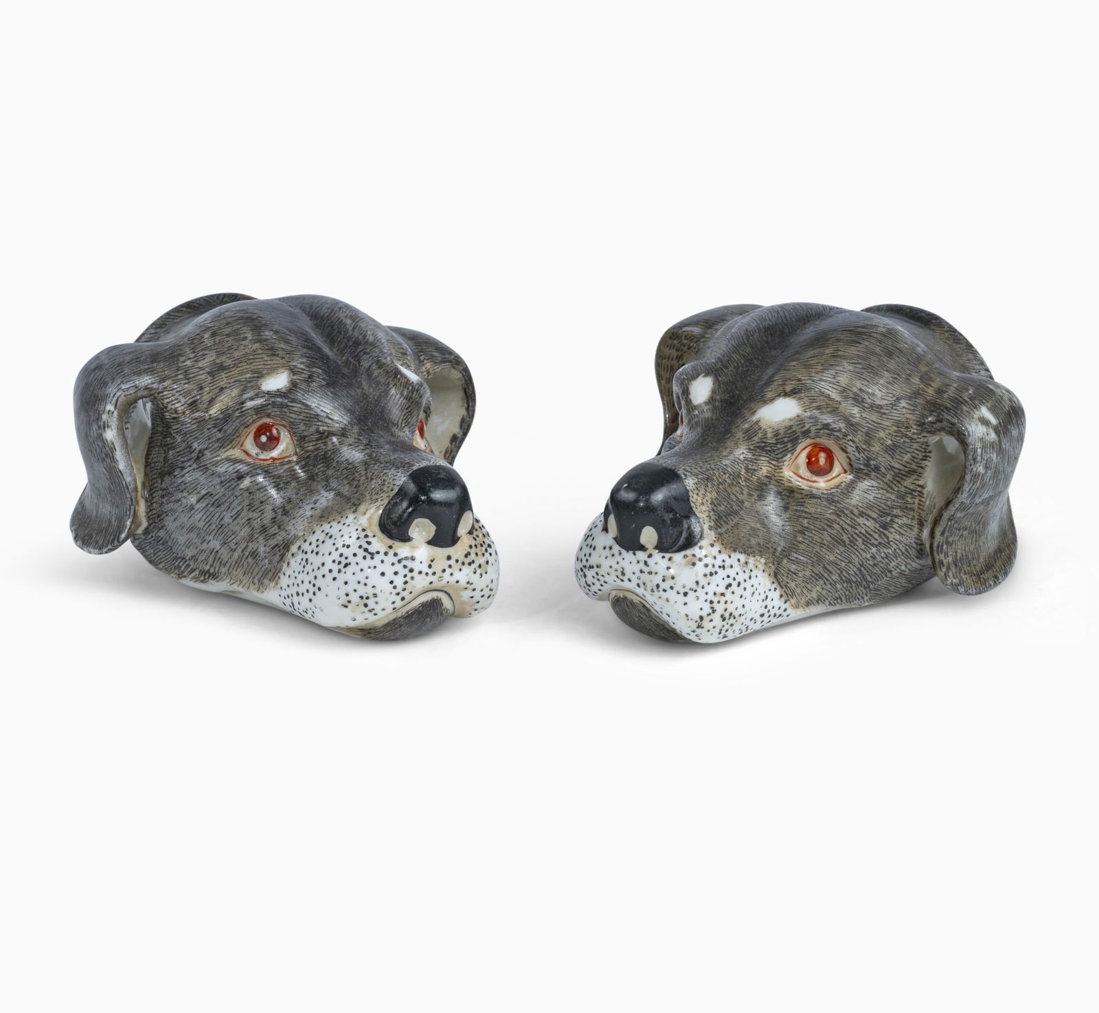 Pair of Porcelain Dog-Head Stirrup Cups Continental, probably French, 19th century (1 of 5)