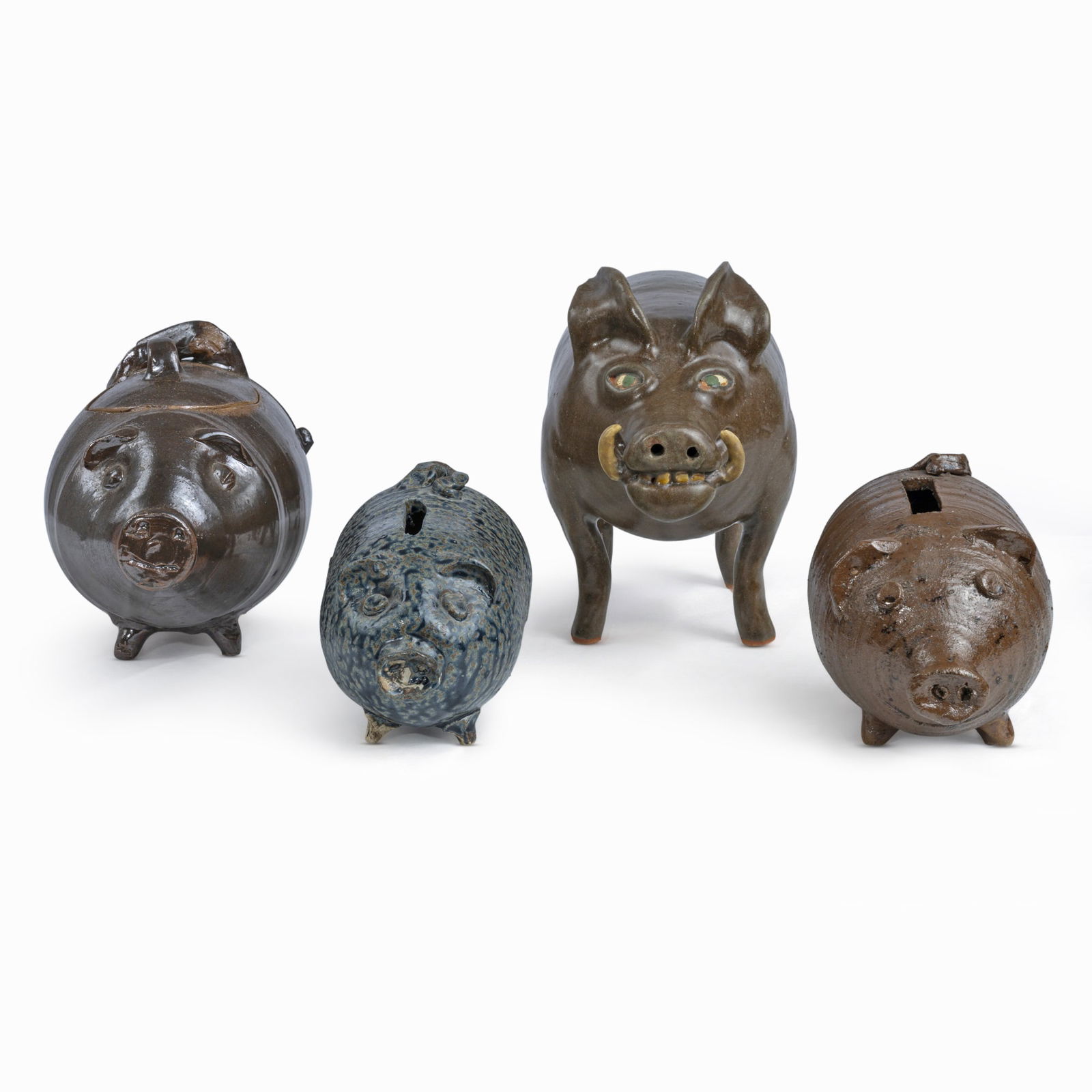 Group of Four Glazed Stoneware Pig-Form Objects Mid to late 20th century (1 of 20)