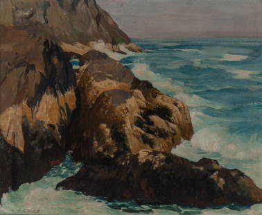 William Clarke Rice Jr.: American, 1875-1928MonheganSigned WM.C.RICE and inscribed as titled (ll)Oil on board20 x 24 inches (50.8 x 61 cm) (Framed 23 1/2 x 27 1/2 inches)