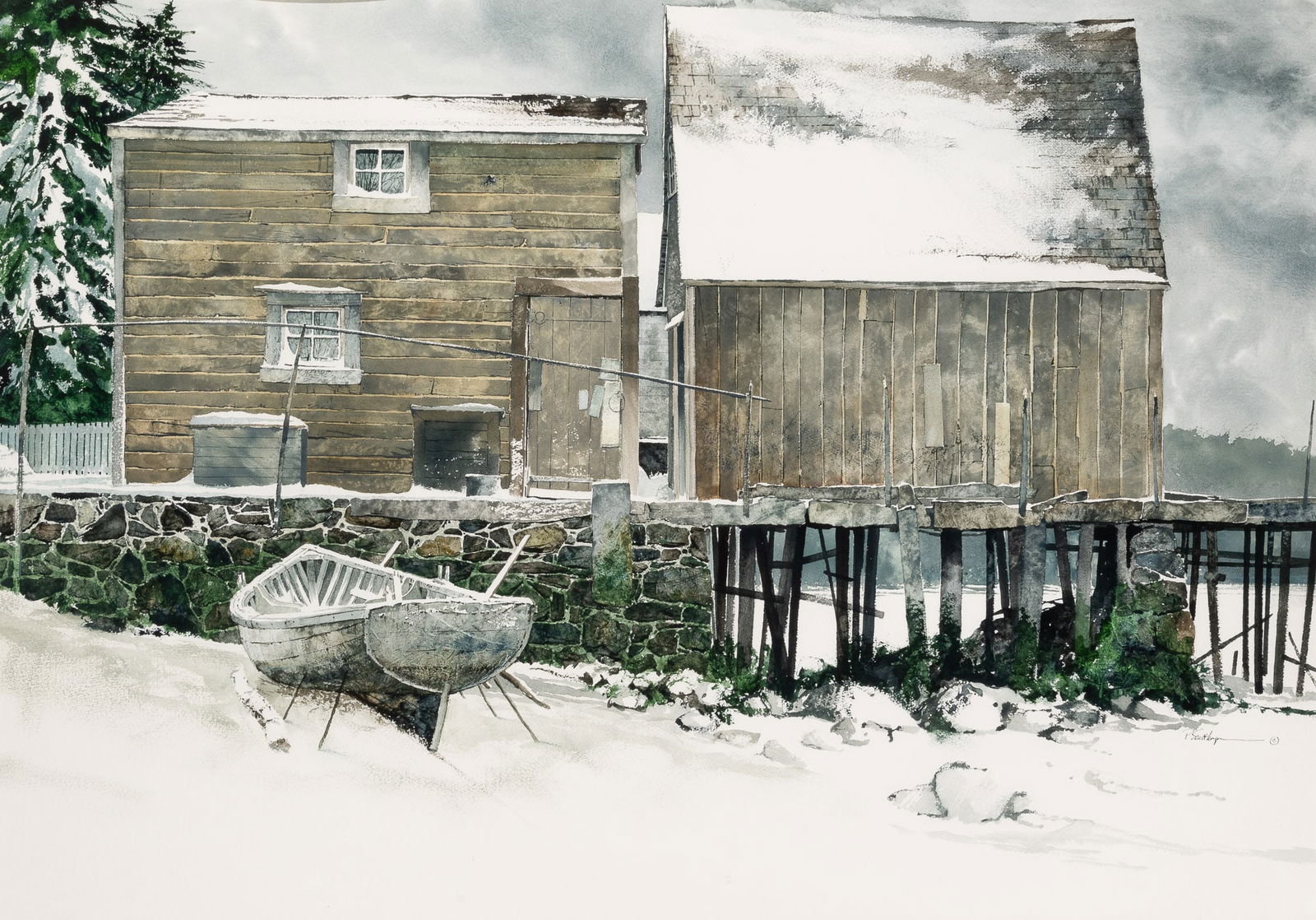 Peter Sculthorpe: Canadian, b. 1948Hubbard's Cove, 1978Signed PSculthorpe (lr); signed PSculthorpe, dated 1978, and inscribed as titled to artist's label affixed to frame backingWatercolor on paperSight