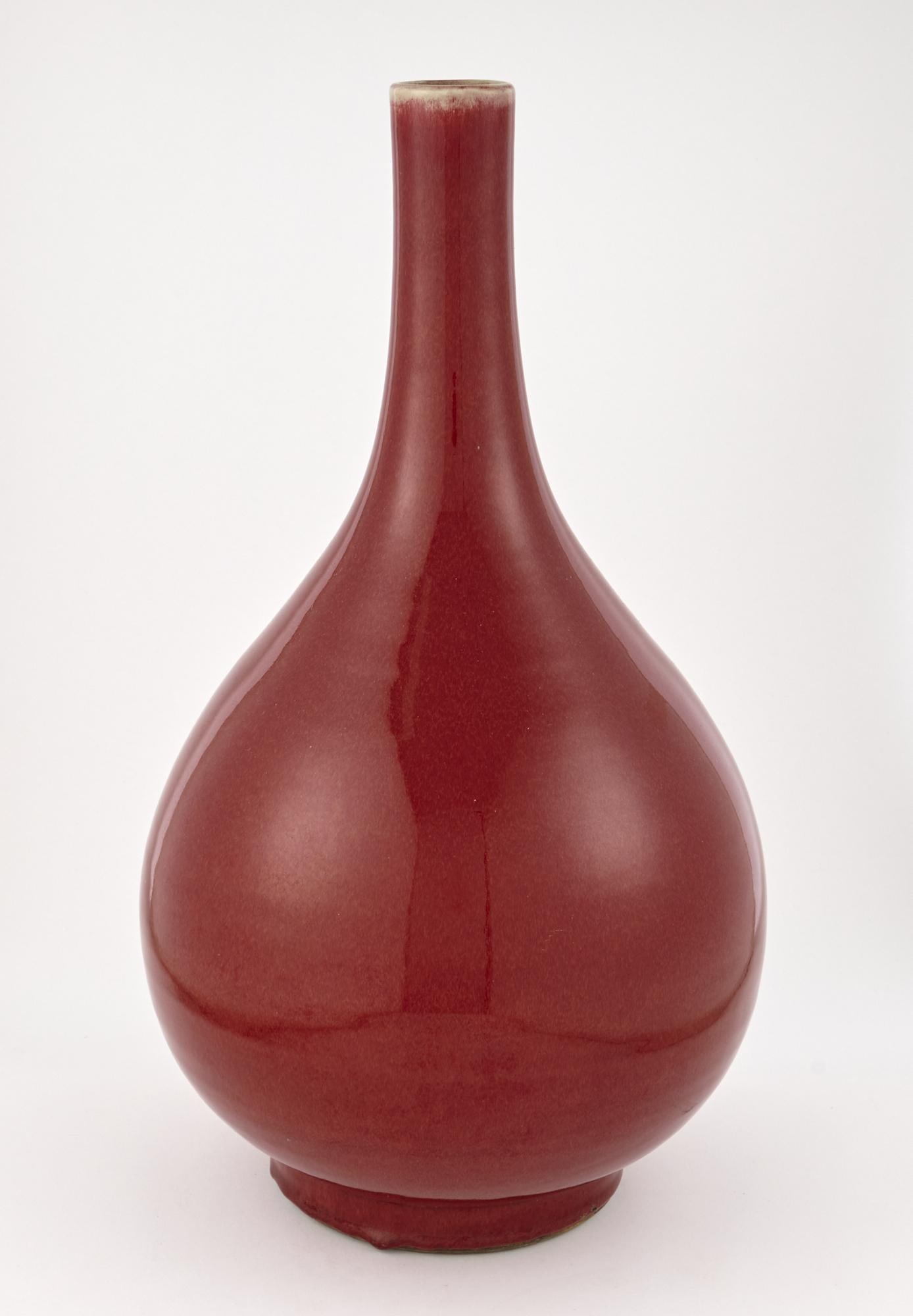 A Large Chinese Oxblood Porcelain Bottle Vase 18th-19th century (1 of 1)
