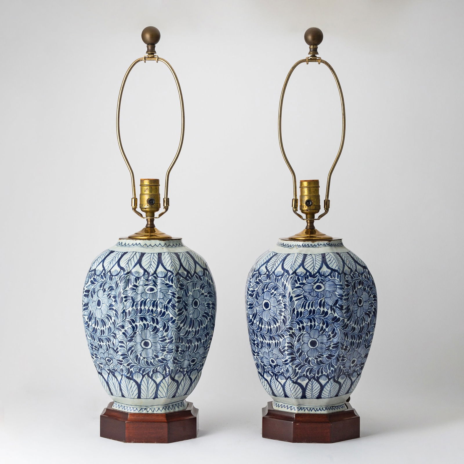 Pair of Dutch Delft Blue and White Earthenware Jars Mounted as Lamps Late 18th/early 19th century (1 of 3)